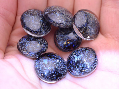 space glass beads jewelry making set beads lampwork handmade artisan lampwork lentils blue black glass beads stardust necklace beads set