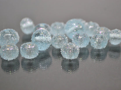 Blue frosted beads, Sugar Glitter bead, Winter glass beads, Sugar lampwork beads, Artisan lampwork, Stardust glass beads, Christmas beads