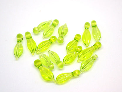 Salad Green Lampwork leaves, Glass leaf beads, Top drilled leaf beads, DIY Jewelry, Glass Leaf charm, Light Green Floral lampwork