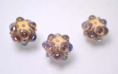 Space Lampwork bead handmade purple ivory lilac lampwork focal bead artisan lampwork bead lampwork bracelet  Jewelry Supply rondelle