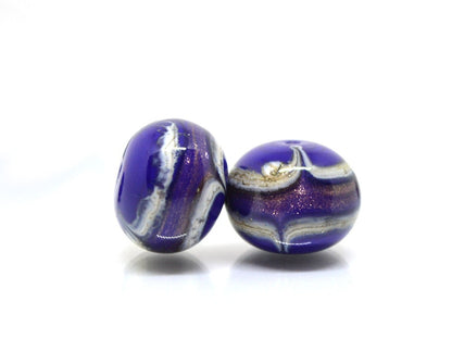 Murano glass blue lampwork Venetian italian glass Dark blue Ethnic beads Handmade bead Rondelle bead Cobalt blue glass beads jewelry making