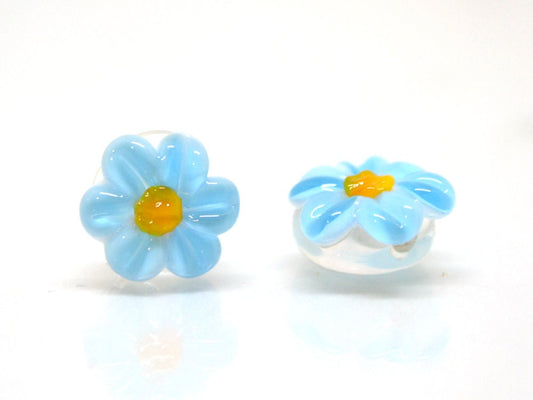 Sky blue Chamomile beads, Lampwork Chamomile flower bead, Aquamarine blue beads, Lentils beads, Blue flower bead, Baby blue, Field flower
