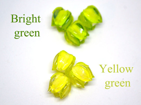 Green floral lampwork beads, Grass green flower beads for jewelry making, Floral earrings, netting beads