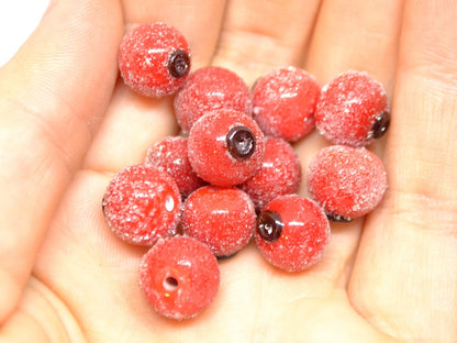 Red currant glass beads, Frost glass berries, Lampwork berry, Lampwork currant, Glass Redcurrant, half drill