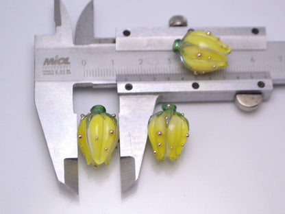 Sunny yellow flower lampwork beads Artisan lampwork Floral lampwork Bright and sunny Yellow beads Jewelry yellow earrings sunshine pendant