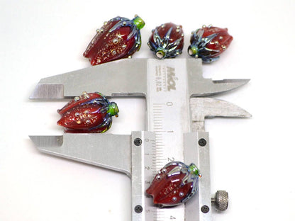 dichroic pendant flower dichroic beads red glass beads sparkling beads star dust lampwork art glass floral pendant electric red flower bead