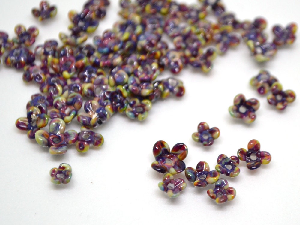 leaf flower set beads lampwork handmade glass leaves small flowers lampwork leaves lampwork leaf beads set leaves glass bead work green leaf