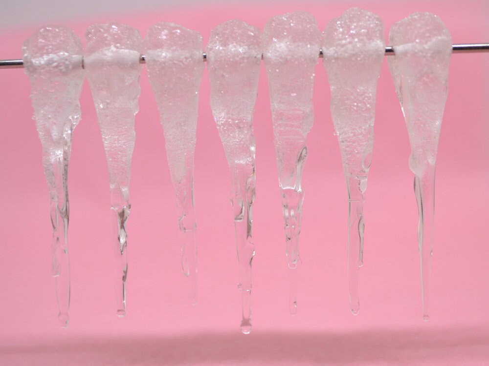 Frosted Icicle Glass Beads, Winter Lampwork, Transparent Glass beads, Xmas Lampwork, Christmas beads, Holiday beads, Artisan lampwork