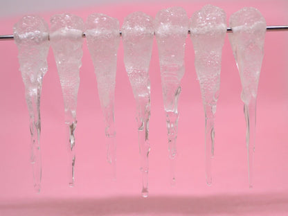 Frosted Icicle Glass Beads, Winter Lampwork, Transparent Glass beads, Xmas Lampwork, Christmas beads, Holiday beads, Artisan lampwork