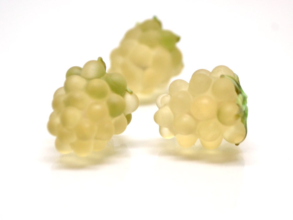 lampwork yellow raspberry, Frost glass berries, Lampwork berry, Lampwork fruit beads, Glass Raspberry