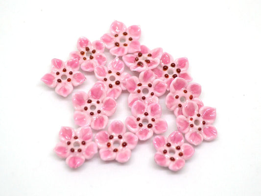 glass flower sakura flower beads floral lampwork blossom beads pink lampwork bead work floral decoration spring beads summer artisan beads