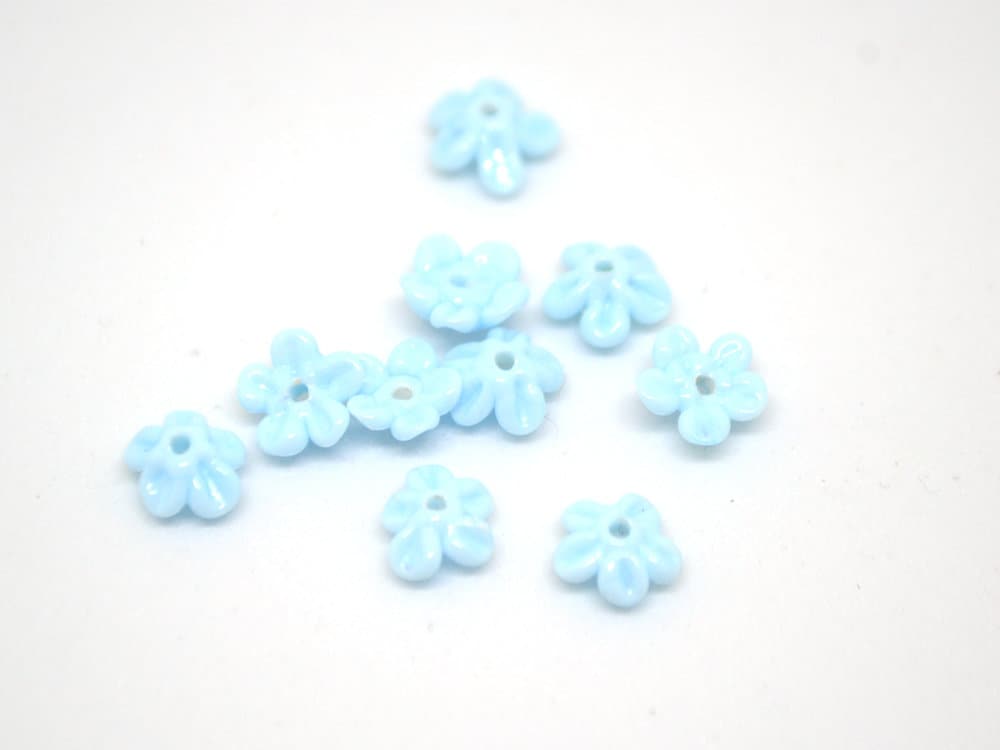 Opaque blue Mini flower beads, Blue spacer beads, Wedding lampwork, Flower bead caps, Something blue, Tiny flowers, Blue wedding beads