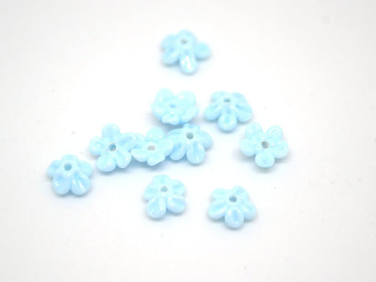 Opaque blue Mini flower beads, Blue spacer beads, Wedding lampwork, Flower bead caps, Something blue, Tiny flowers, Blue wedding beads