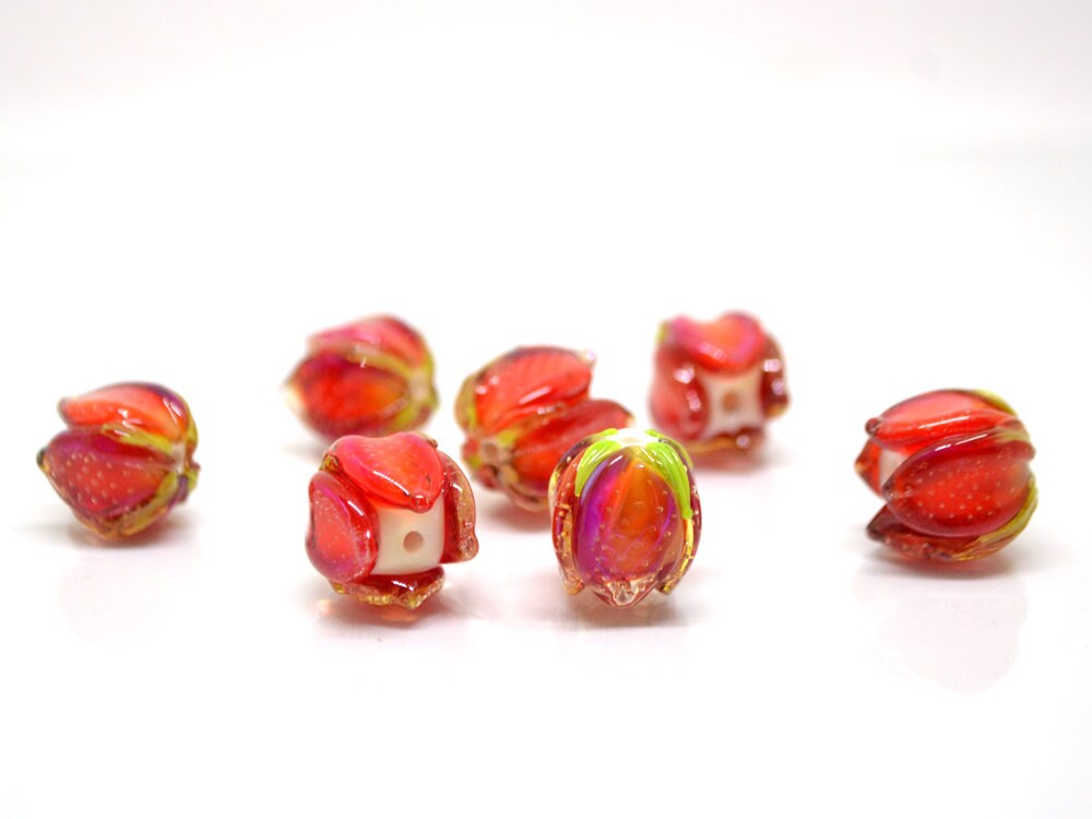 handmade floral beads red tiara making jewellery making jewelry making tiara floral work Floral Accents netting beads murano glass lampwork