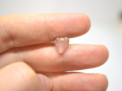 Pink floral beads with gold leaves, Peach pinky flower beads, Tiny glass beads, Light pink 7mm flower beads, Handmade lampwork