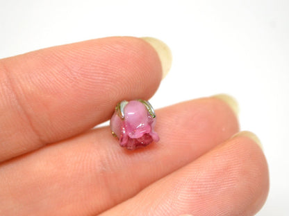 Pink wine 8mm rosebud beads, Pink Floral lampwork, Rose beads, Flower glass beads, Earrings Flower Beads, Murano Beads, Jewelry making