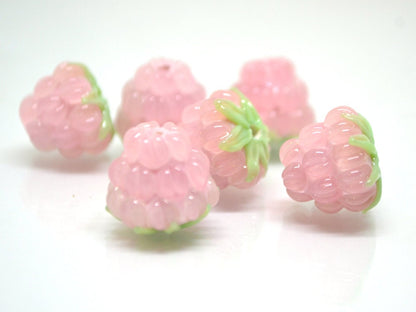 Pale pink lampwork raspberry, Pink glass berries, Lampwork raspberries, Berry jewelry, Berry glass beads, Glass Raspberry