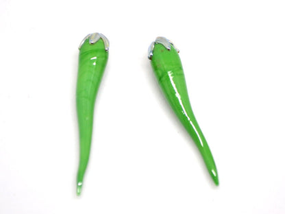 Green chili peppers, Lampwork chile beads, Vegetable beads, Lampwork vegetables, Vegetable jewelry, Vegetable garden, vegetable pendant