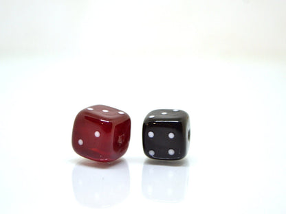 Black Red dice beads, Glass cube beads, Handmade lampwork beads, Casino lover, Funky dice glass beads, black dice, red dice