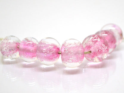 Pink Bubble beads, Glass handmade lampwork, Pink glass beads, Jewelry making, Pastel beads, SRA Artisan lampwork bracelet necklace beads set