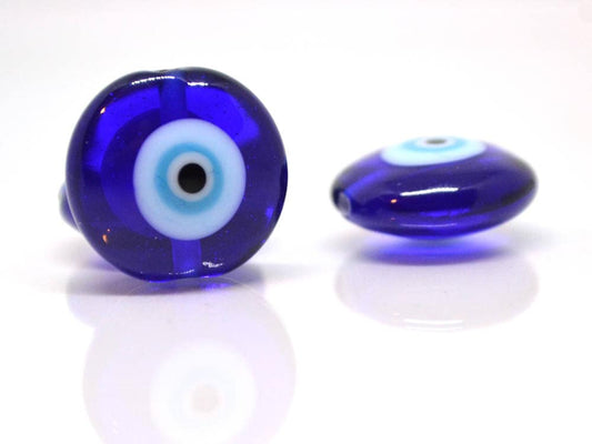 Evil Eye glass Beads protection beads murano glass lentil eye beads lampwork glass art beadwork turkish evil eye protection jewelry blue