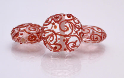 clear jewelry making bead artisan lampwork set colorful jewelry bead lentils bead handmade jewelry making set clear red glass bead coin