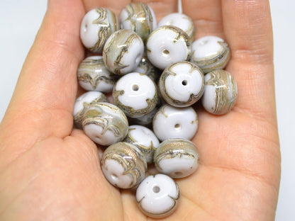 Gray Gold sand glass beads, Gray sparkle Glass beads, Handmade lampwork beads, Artisan lampwork, Rondelle beads,Lampwork Beads set,Glass art
