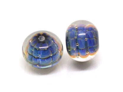 glass beads set for bracelet making lampwork beads blue glass beads green crocodile stripes beads reptile artisan lampwork rondelle lampwork