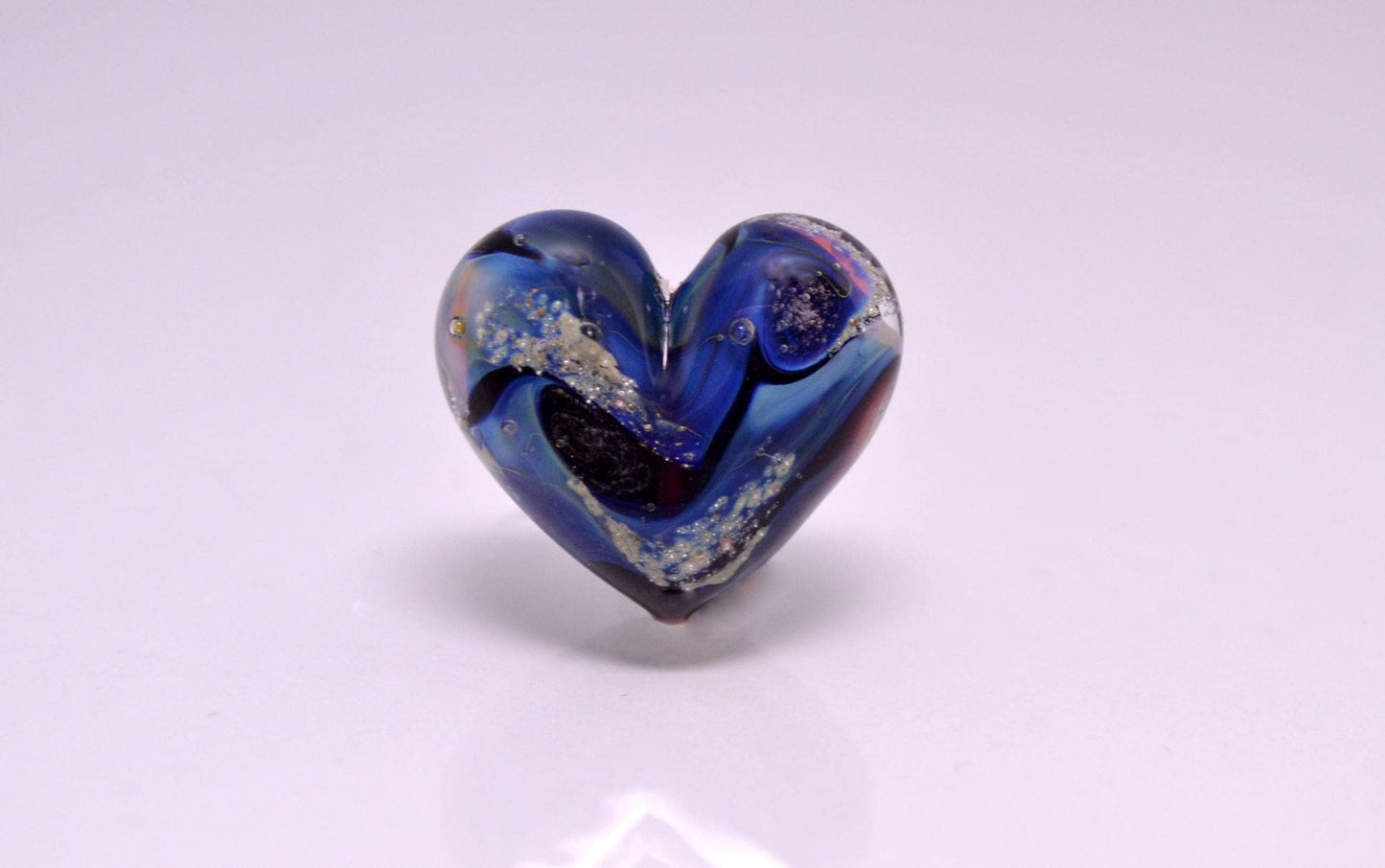 blue heart jewelry romantic bead wedding jewelry making glass heart sea glass bead shaped necklace blue artisan lampwork glass color heart