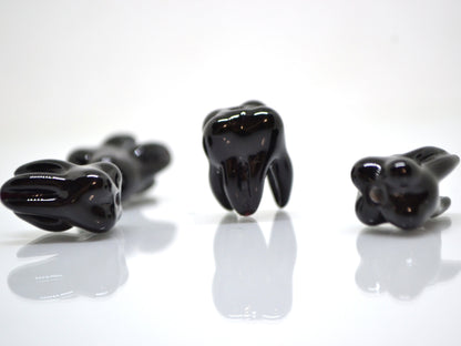 Black Glass tooth beads, Root tooth beads, Molar beads, Dentist gift prank, Teeth beads for jewelry, Lampwork beads, Teeth necklace