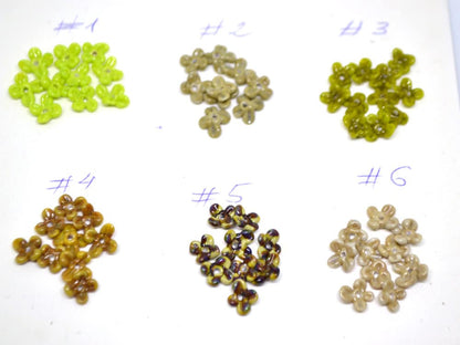 Tiny olive green flower beads, Very small flowers, Opaque glass flower, Green small flower beads, 5mm flowers, Artisan lampwork