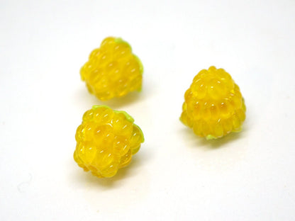Yellow glass raspberry, Gloss Lampwork berries, Yellow Lampwork berry beads, Yellow Berry fruit beads, Glass Raspberry, Berry jewelry