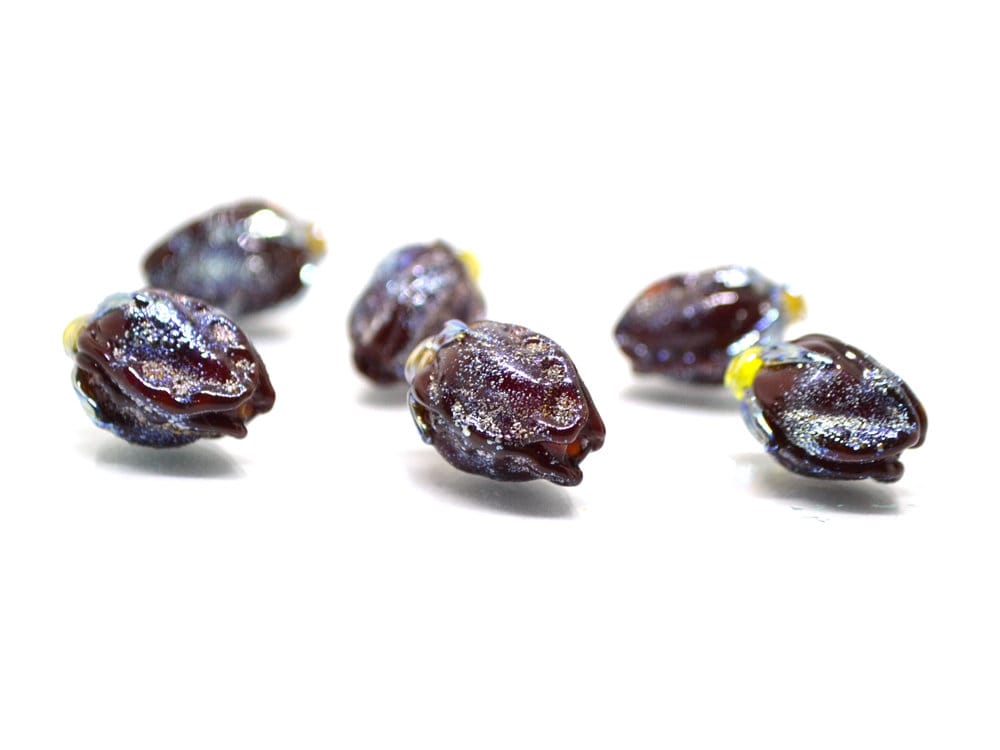 Dark Red rose bud beads, Lampwork Rose Bead, Floral lampwork beads, Focal lampwork beads, Sparkle lampwork, glitter