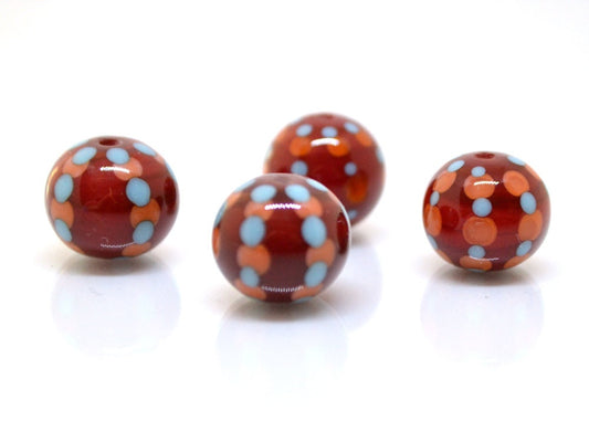Red dotted beads handmade glass beads lampwork beads polka dot beads murano glass murano beads red polka dot beads dark red beads lampwork