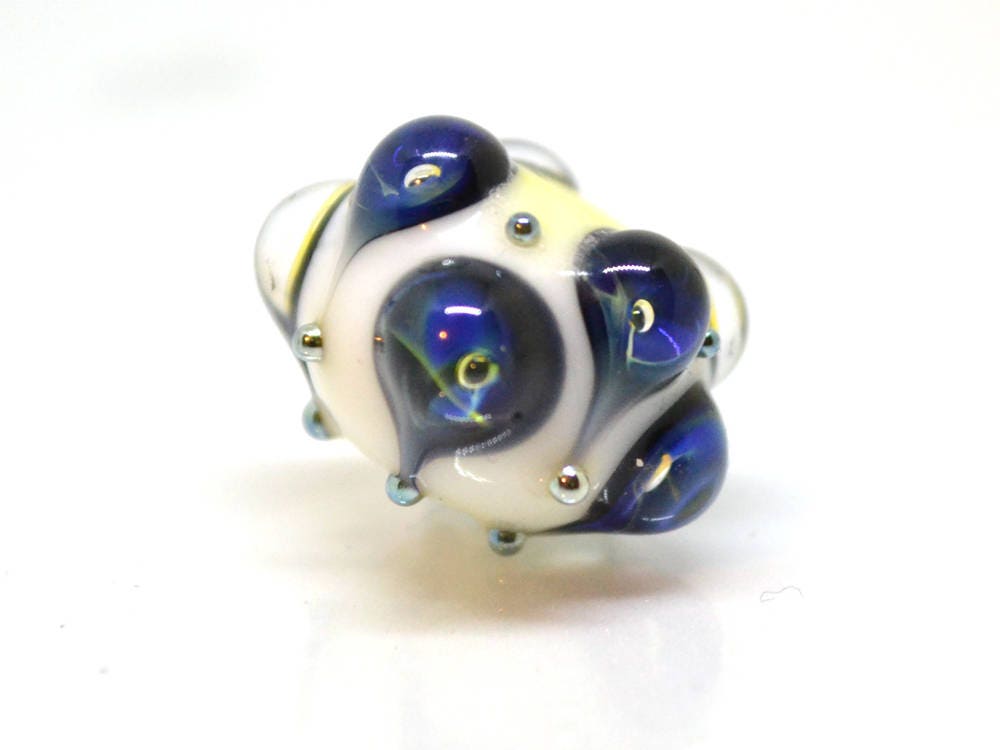blue lampwork blue white lampwork glass beads white glass beads rondelle glass bead ocean drop ocean blue glass beads ocean jewelry supply