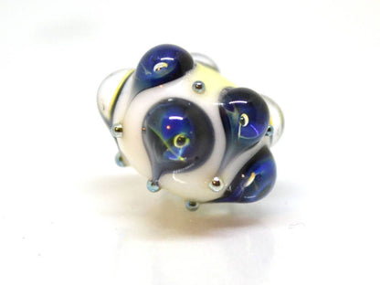 blue lampwork blue white lampwork glass beads white glass beads rondelle glass bead ocean drop ocean blue glass beads ocean jewelry supply