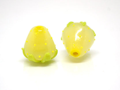 Yellow Strawberry glass beads, 12mm Lampwork berries, Glass strawberry, Lampwork Berry beads, Forrest berry beads, Nature inspired, Murano