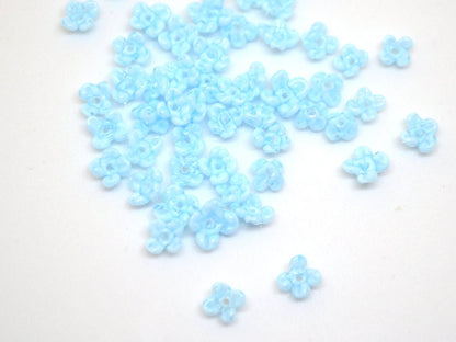 blue flower beads aqua blue sky beads mini flower beads small flower beads something blue tiara crown handmade lampwork beads light blue