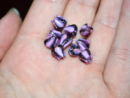 Deep purple lavender small lampwork beads, Purple floral beads, Artisan lampwork, Tiny glass beads, Tiny beads, 7mm flower beads, glass art