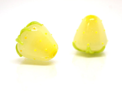 Yellow Strawberry glass beads, 12mm Lampwork berries, Glass strawberry, Lampwork Berry beads, Forrest berry beads, Nature inspired, Murano