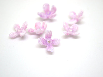 Lavender pink flower beads, Matiola flower beads, Tiny flowers, 12mm flower beads, Handmade glass beads, Artisan lampwork, Floral lampwork