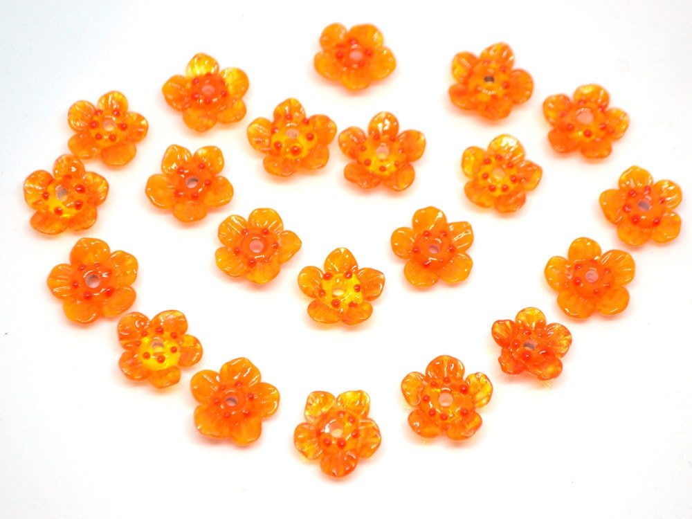 orange jewelry flower necklace making set handmade jewelry making set orange wildflower sunny orange glass beads transparent orange bright
