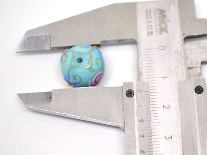 Sea Blue green Glass beads, Venetian Glass,  Vintage beads, Bohemian glass, Vintage jewelry, Beads for necklace, Artisan lampwork, flower