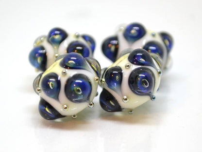 blue lampwork blue white lampwork glass beads white glass beads rondelle glass bead ocean drop ocean blue glass beads ocean jewelry supply