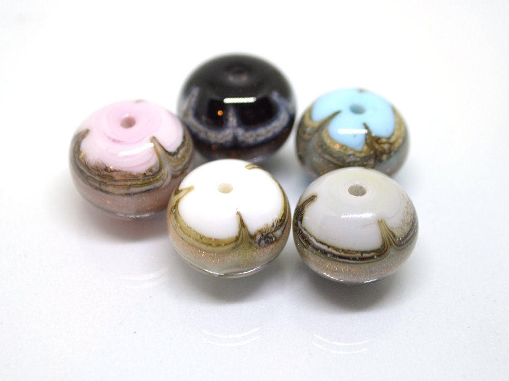 White and Gold lampwork beads, White glass beads, Gold sand Glass beads, Artisan lampwork, White lampwork beads, Handmade Beads set