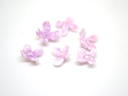 Lavender pink flower beads, Matiola flower beads, Tiny flowers, 12mm flower beads, Handmade glass beads, Artisan lampwork, Floral lampwork