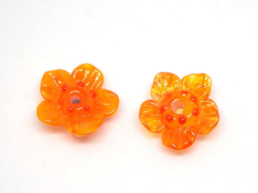 orange jewelry flower necklace making set handmade jewelry making set orange wildflower sunny orange glass beads transparent orange bright
