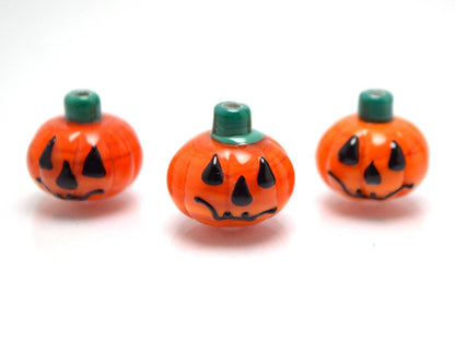 helloween glass pumpkin orange beads artisan lampwork jewelry making set handmade halloween pumpkin mask jewelry cute earrings pendant