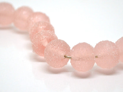 Handmade frosted glass pink beads, Chunky Bubblegum, Gumball bead, sugar coated beads, Artisan lampwork, 13mm glass bead Rondelle pale pink