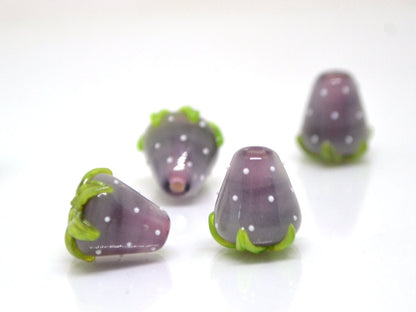 Pale purple Strawberry glass beads, Lampwork berry beads, Lampwork berries, Lampwork strawberry, Berry jewelry, Summer beads